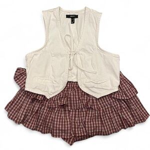 White tie front vest